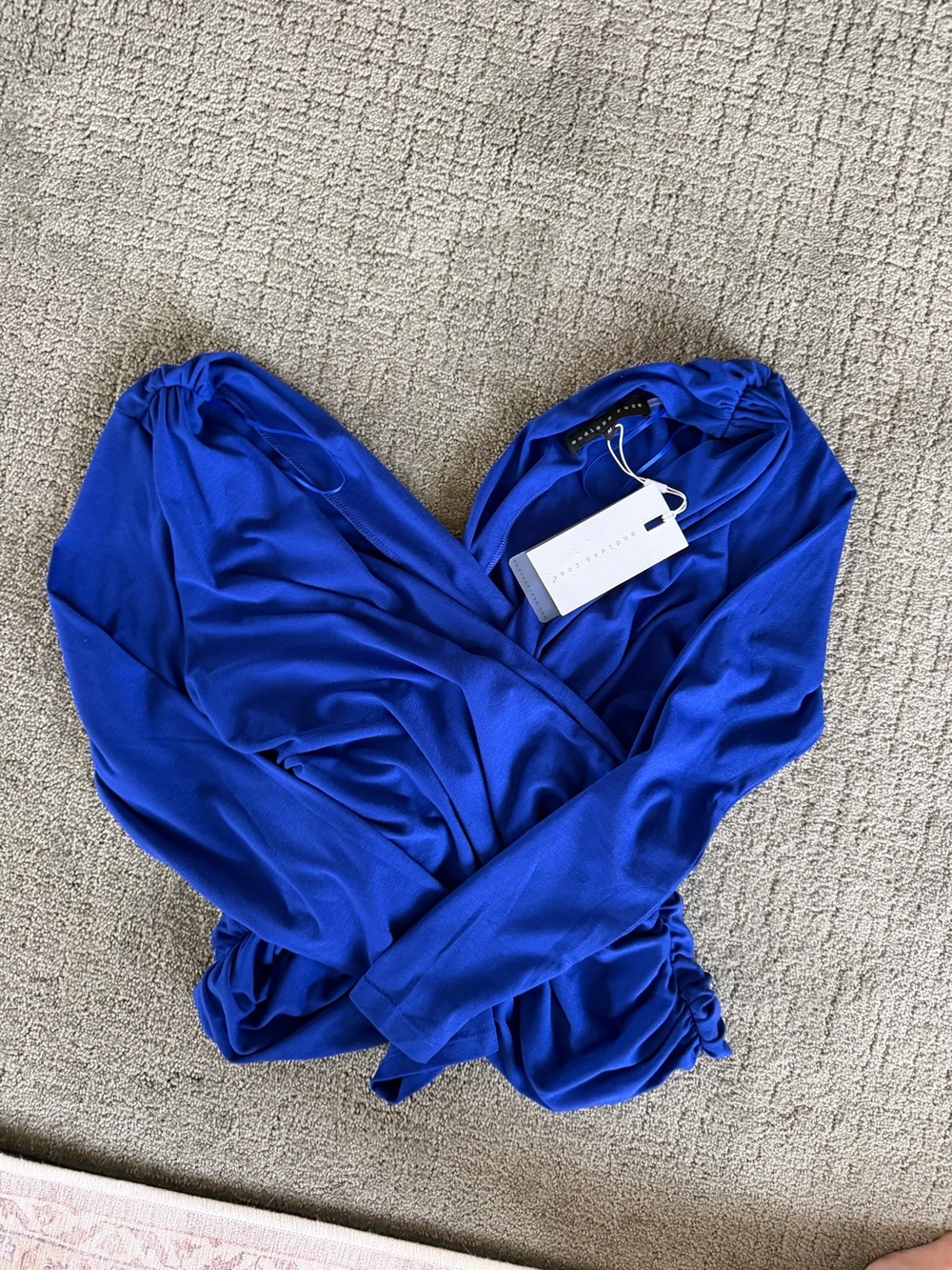 NWT Endless Rose Cobalt Blue Shirred Wrap Top